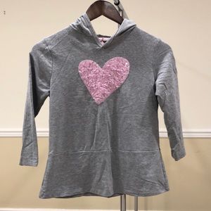 Girls Sequin Pink Heart Hoodie